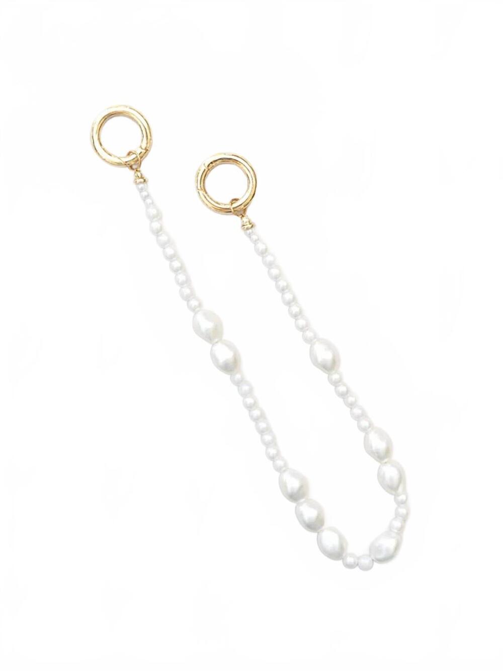 NEW BY LILLA women's charlie pearl phone strap bag charm in white